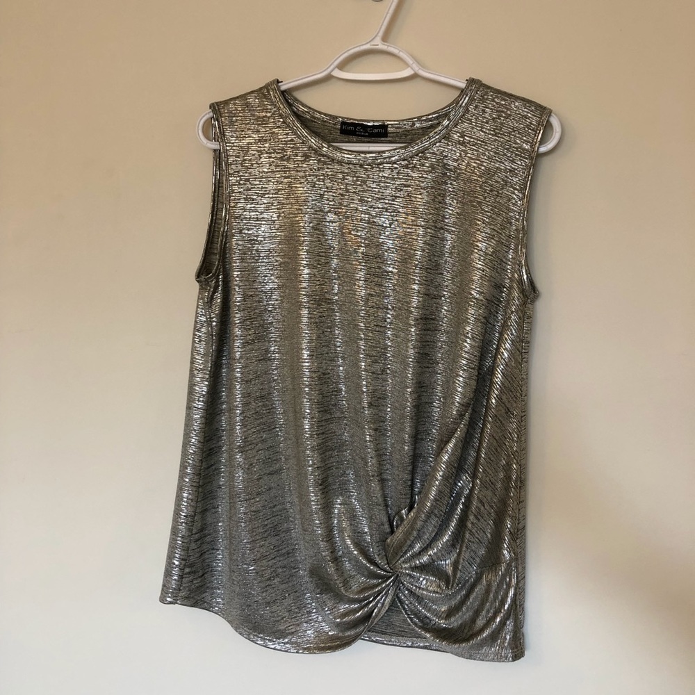 Kim & Kami Metallic Sleeveless Top